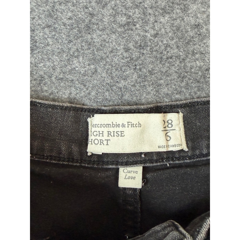 Abercrombie & Fitch High Rise Short Women 28/6 Black Distressed Denim Curve Love - Picture 2 of 8